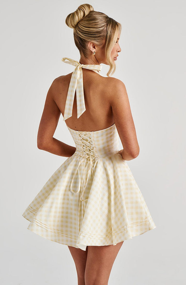 Lemon Gingham Mini Sundress