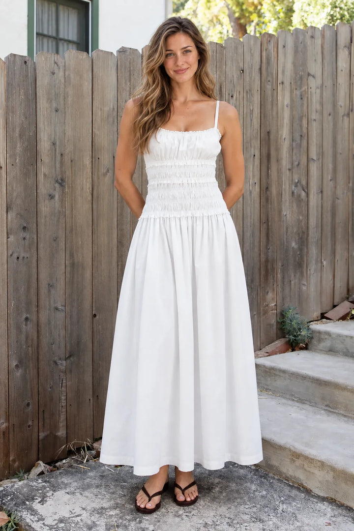 Women's Smocked Square Neck Summer Maxi Dress