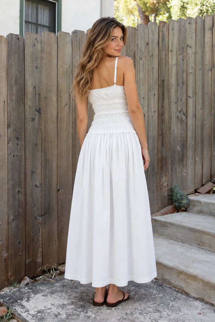 Women's Smocked Square Neck Summer Maxi Dress