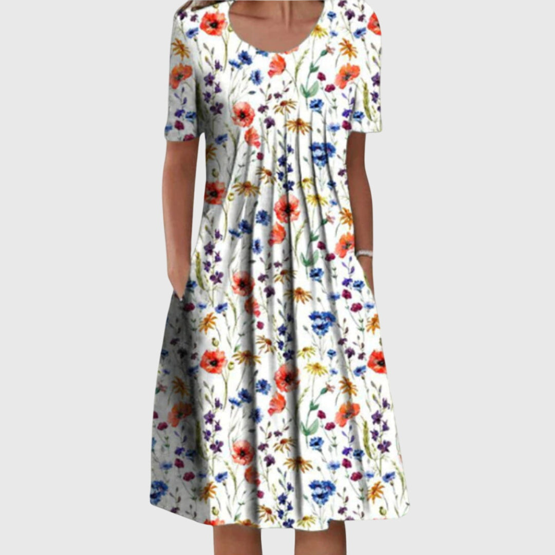 Elegant Round Neck Printed Dress