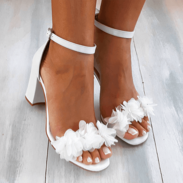 Block Heel Sandals with Ankle Strap for Women