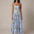 Floral Corset Midi Dress for Summer Garden Parties