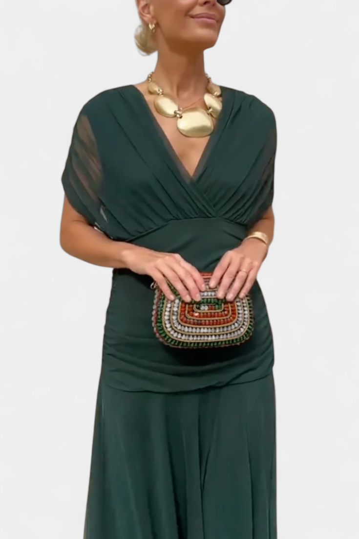 Elegant Dress With V-Neckline