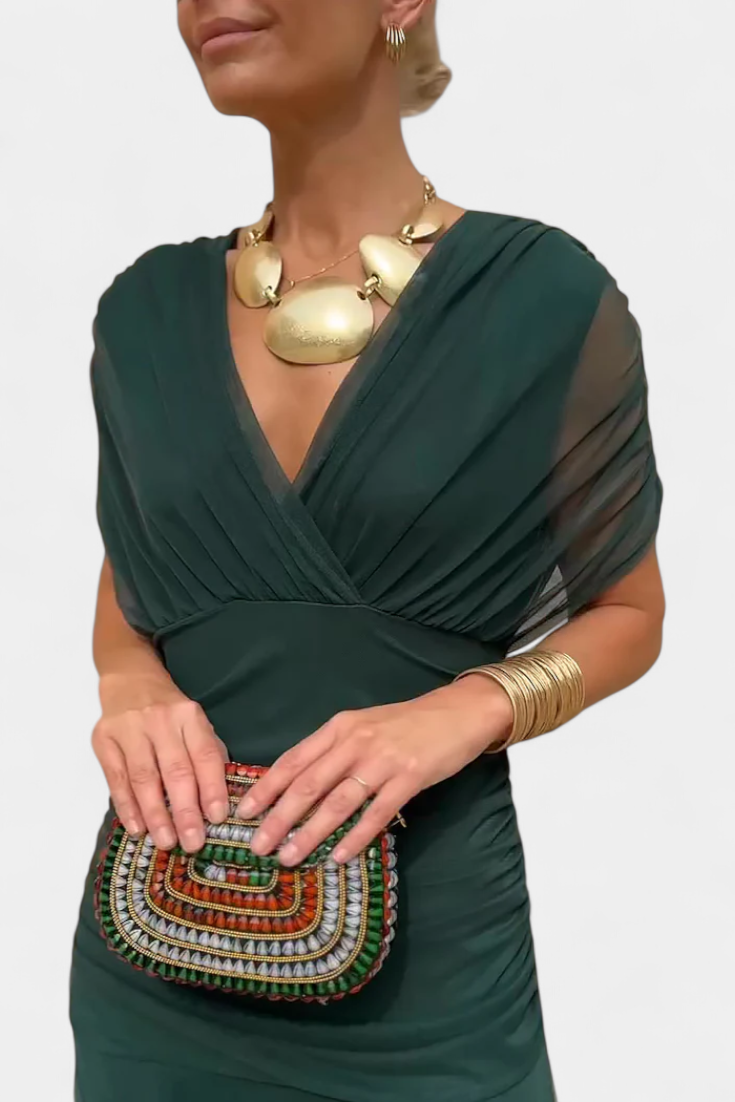 Elegant Dress With V-Neckline