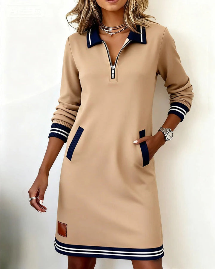 Chic Long Sleeve Collar Dress