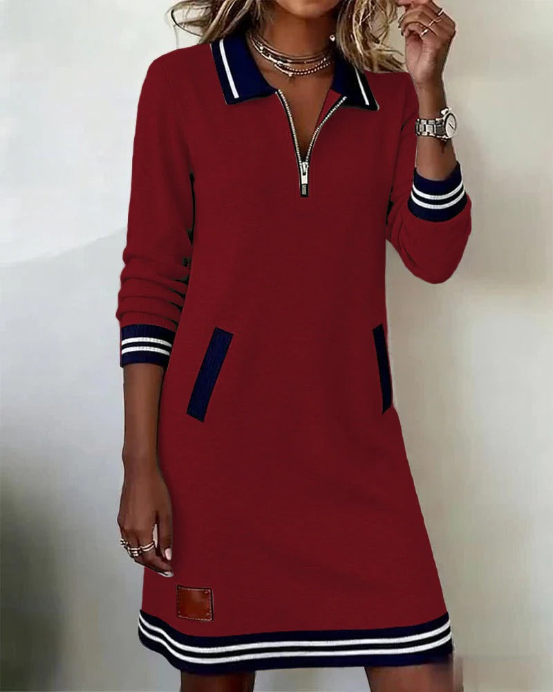 Chic Long Sleeve Collar Dress
