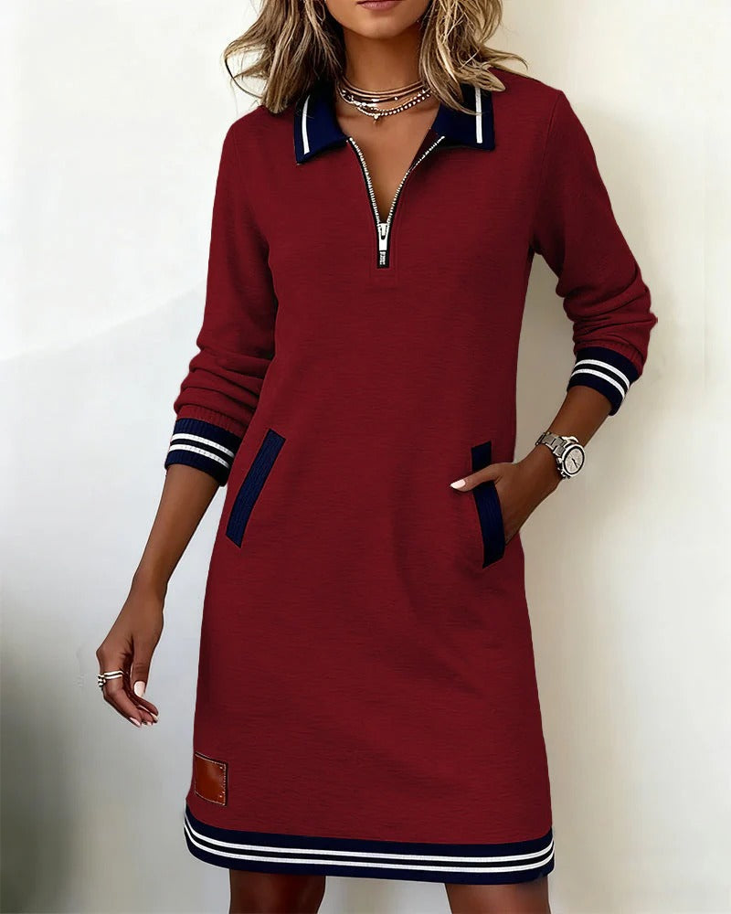 Chic Long Sleeve Collar Dress