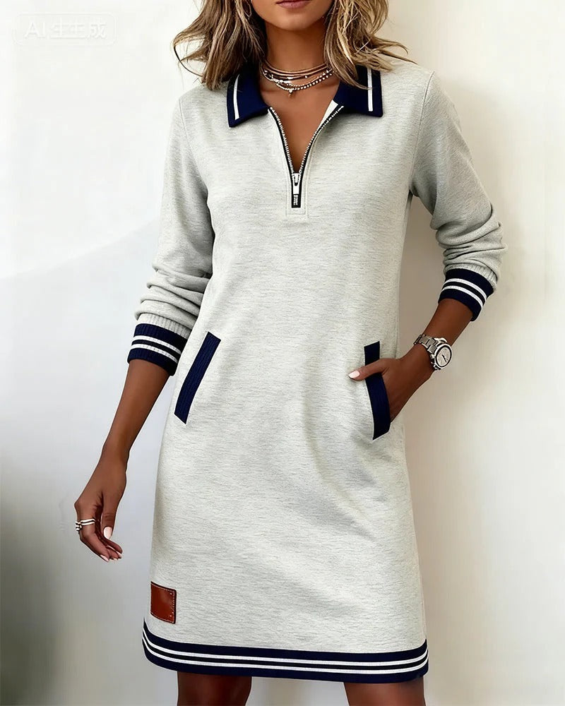 Chic Long Sleeve Collar Dress