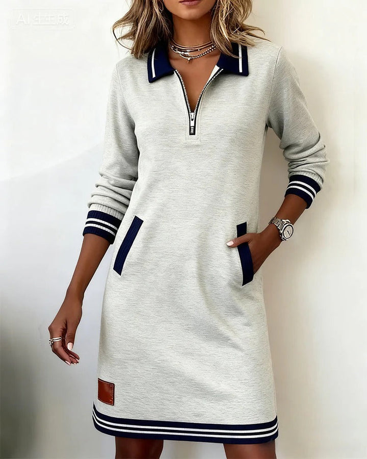 Chic Long Sleeve Collar Dress