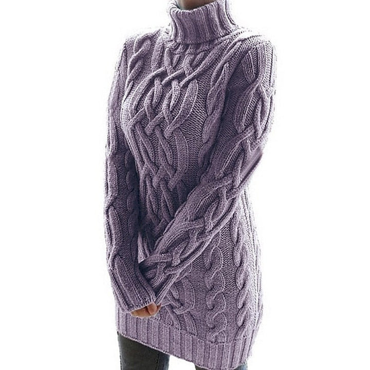 Women's Sweater Dress | Turtleneck Cable Knit Relaxed