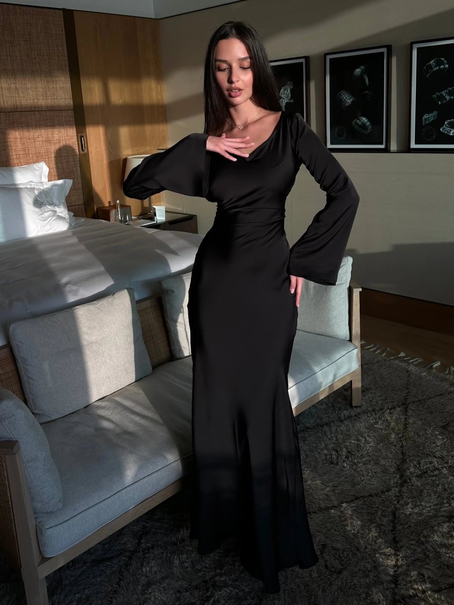 Formal Maxi Dress with Long Sleeves for Women