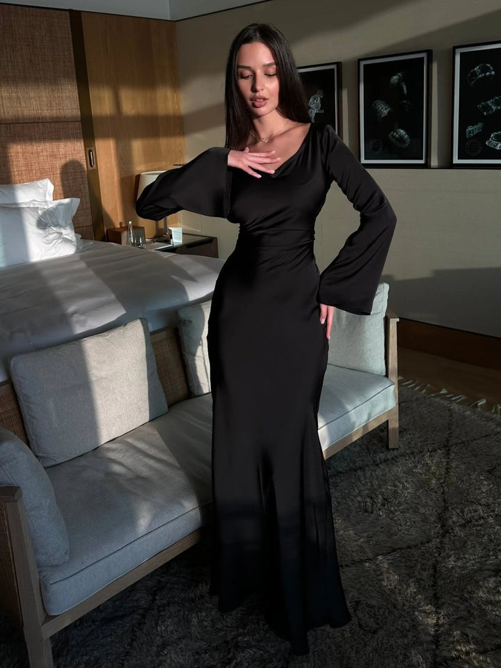 Formal Maxi Dress with Long Sleeves for Women