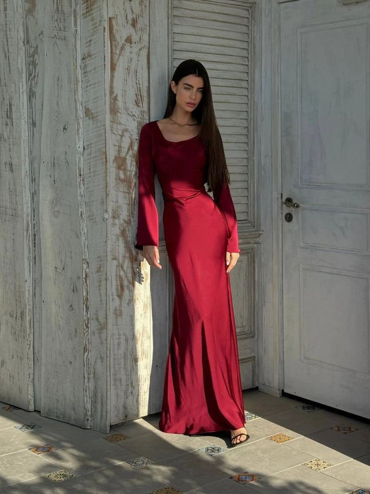 Formal Maxi Dress with Long Sleeves for Women