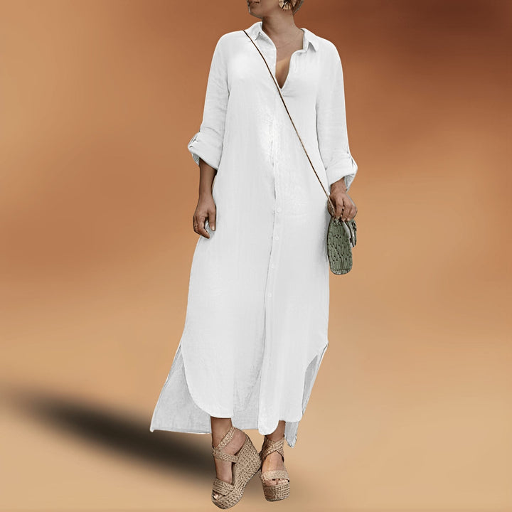 Linen Oversized Maxi Shirt Dress for Women