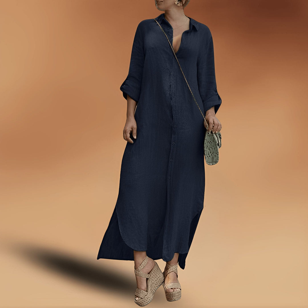 Linen Oversized Maxi Shirt Dress for Women