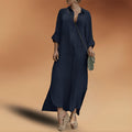 Linen Oversized Maxi Shirt Dress for Women