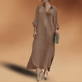 Linen Oversized Maxi Shirt Dress for Women
