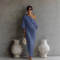 Off-Shoulder Maxi Dress with Lantern Sleeves for Women