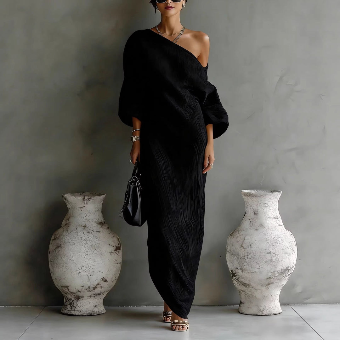 Off-Shoulder Maxi Dress with Lantern Sleeves for Women