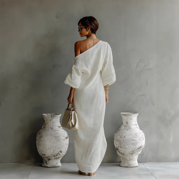 Off-Shoulder Maxi Dress with Lantern Sleeves for Women