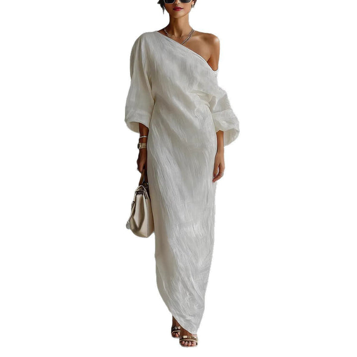Off-Shoulder Maxi Dress with Lantern Sleeves for Women