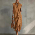 Linen Sleeveless Shirt Midi Dress for Women