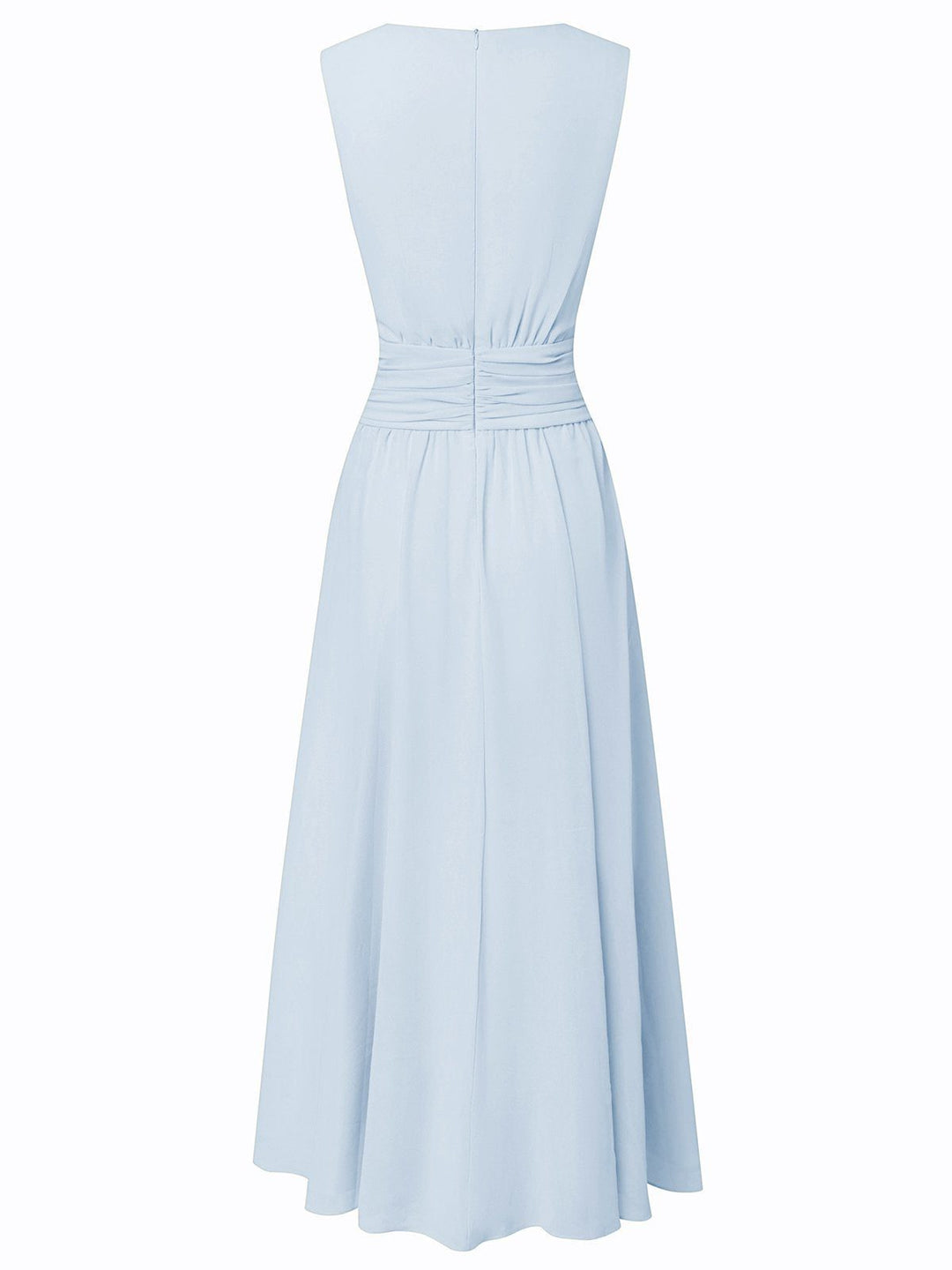 Formal Wedding Guest Sleeveless A-Line Maxi Dress with Ruched Waist for Women