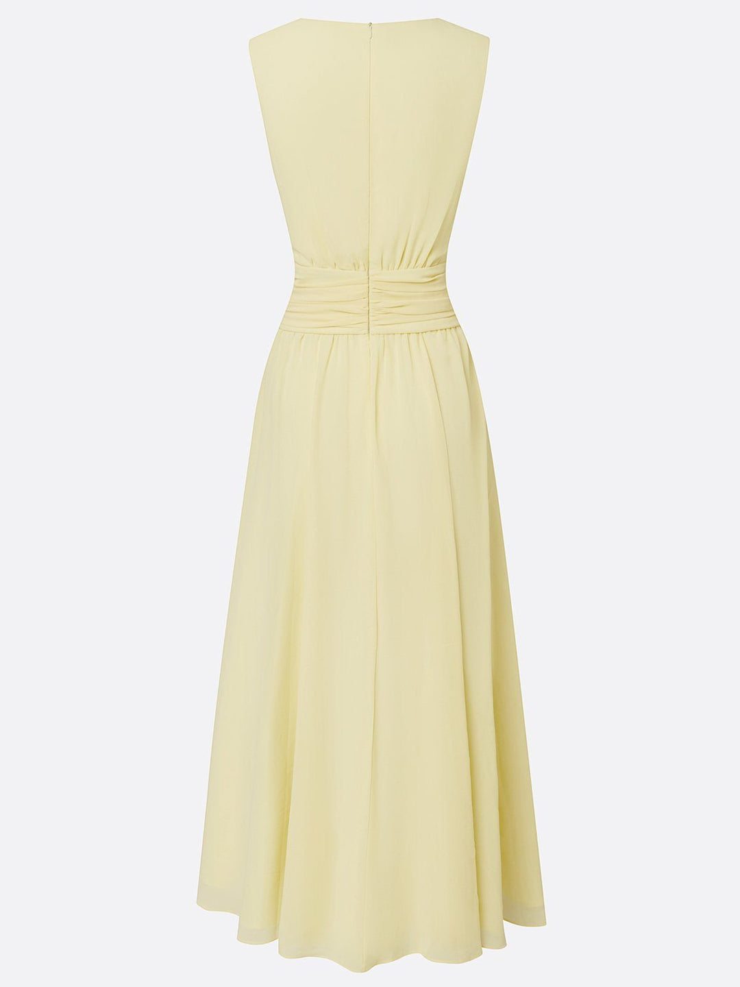 Formal Wedding Guest Sleeveless A-Line Maxi Dress with Ruched Waist for Women
