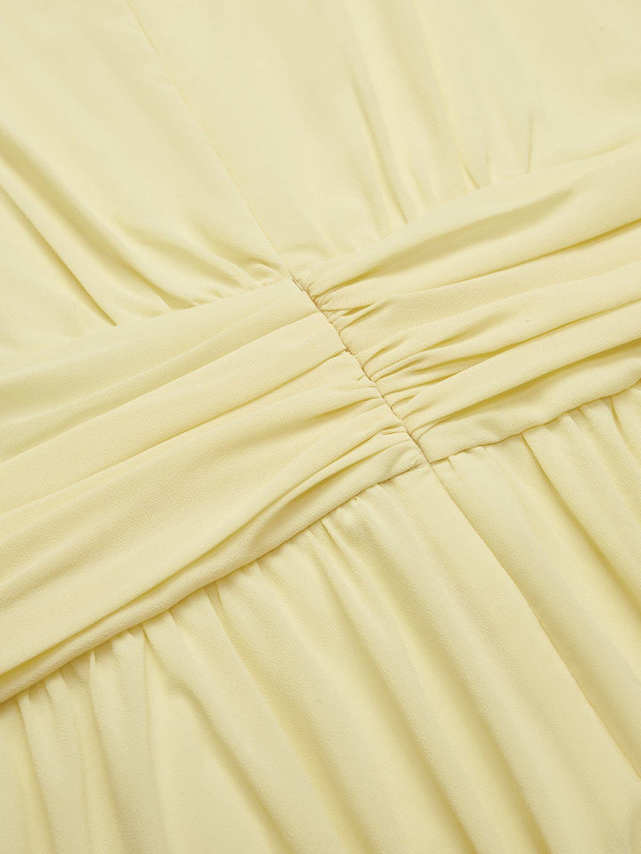 Formal Wedding Guest Sleeveless A-Line Maxi Dress with Ruched Waist for Women