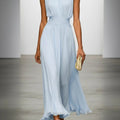 Formal Wedding Guest Sleeveless A-Line Maxi Dress with Ruched Waist for Women