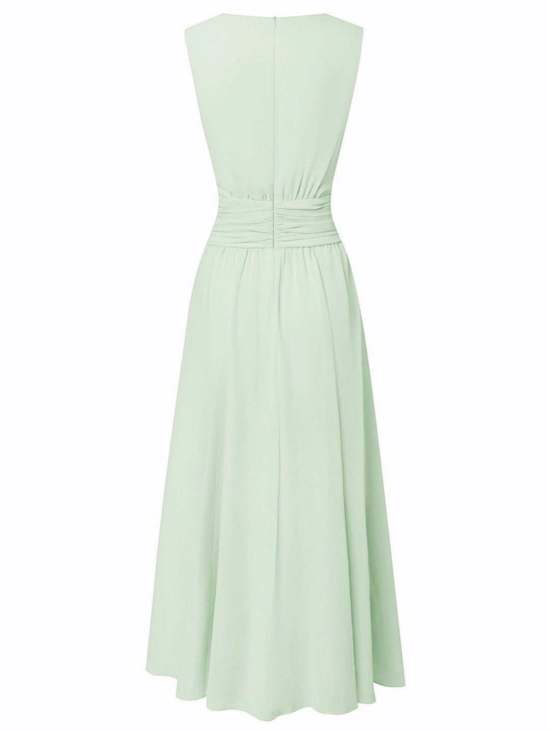 Formal Wedding Guest Sleeveless A-Line Maxi Dress with Ruched Waist for Women