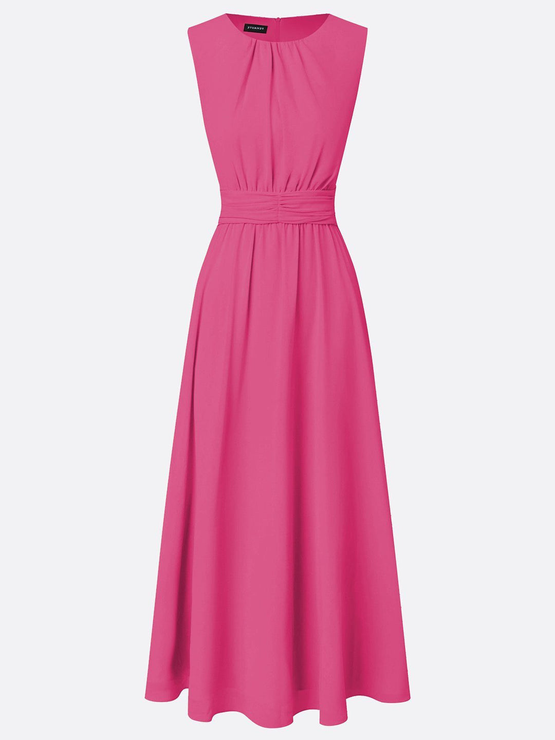 Formal Wedding Guest Sleeveless A-Line Maxi Dress with Ruched Waist for Women