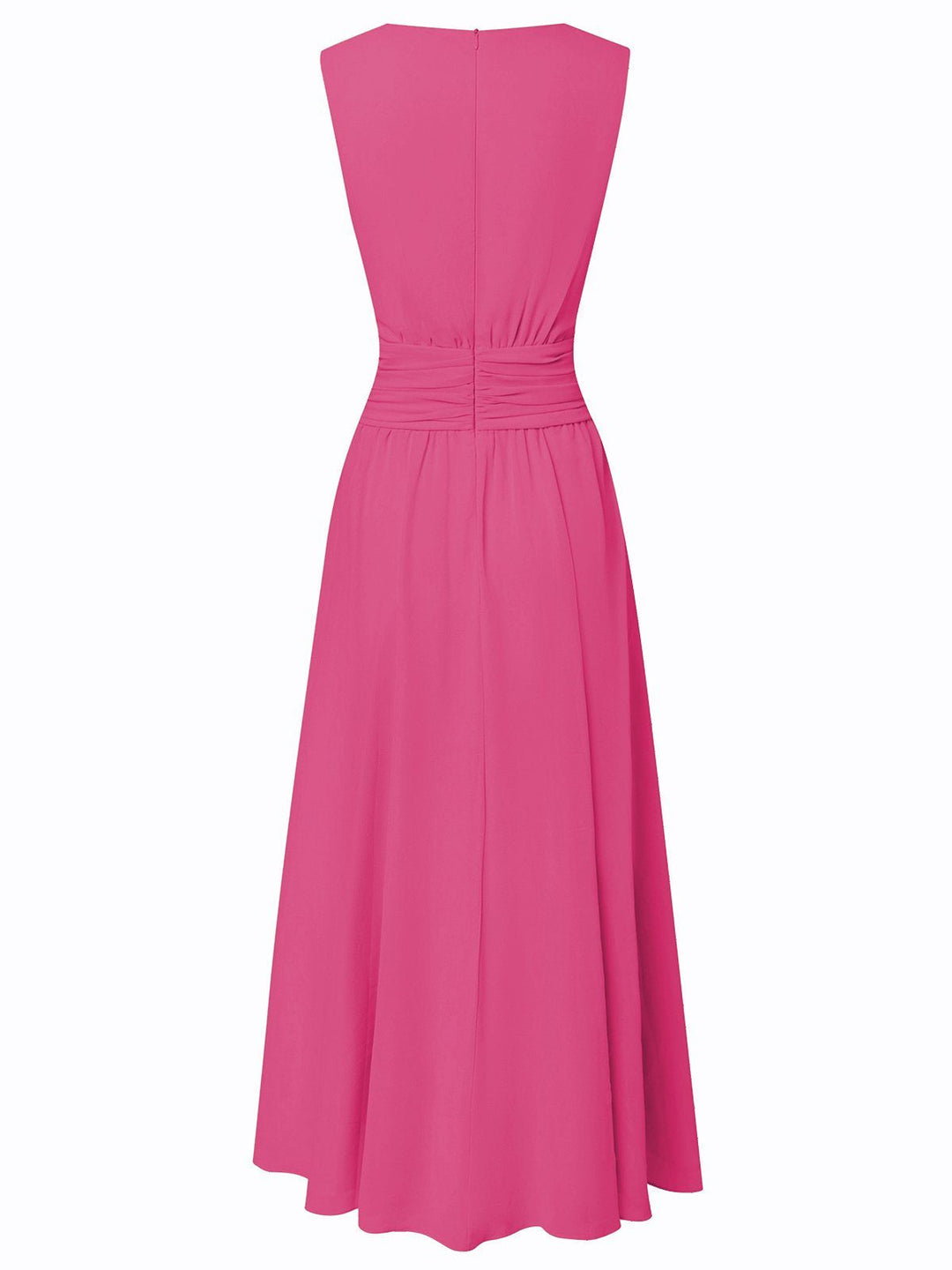 Formal Wedding Guest Sleeveless A-Line Maxi Dress with Ruched Waist for Women