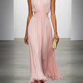 Formal Wedding Guest Sleeveless A-Line Maxi Dress with Ruched Waist for Women