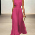 Formal Wedding Guest Sleeveless A-Line Maxi Dress with Ruched Waist for Women