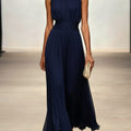 Formal Wedding Guest Sleeveless A-Line Maxi Dress with Ruched Waist for Women