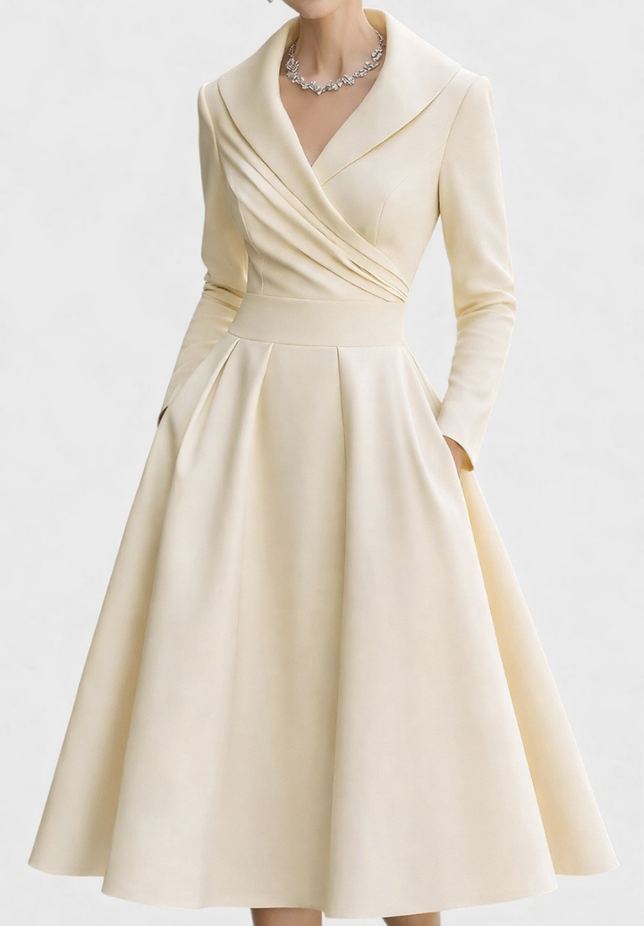 Women's Midi Party Dress Shawl Collar