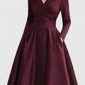 Women's Midi Party Dress Shawl Collar