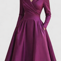 Women's Midi Party Dress Shawl Collar