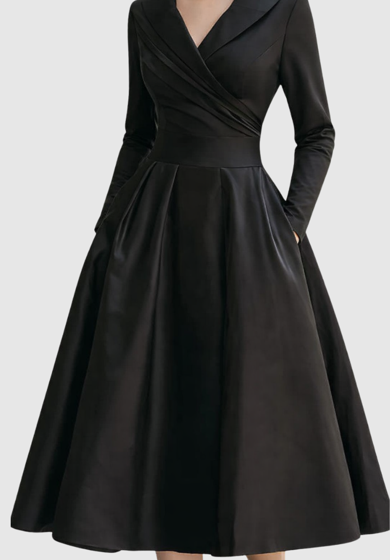 Women's Midi Party Dress Shawl Collar