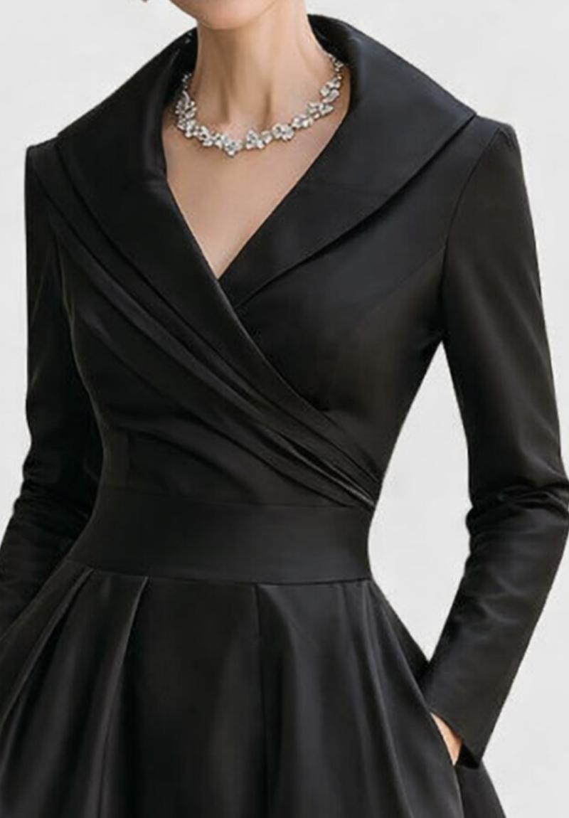 Women's Midi Party Dress Shawl Collar