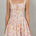 Women's Party Dress | Mini Floral Square Neck Spaghetti Strap