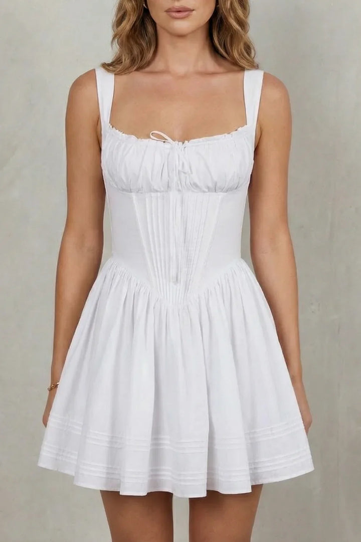 Women's Party Dress | Mini Floral Square Neck Spaghetti Strap