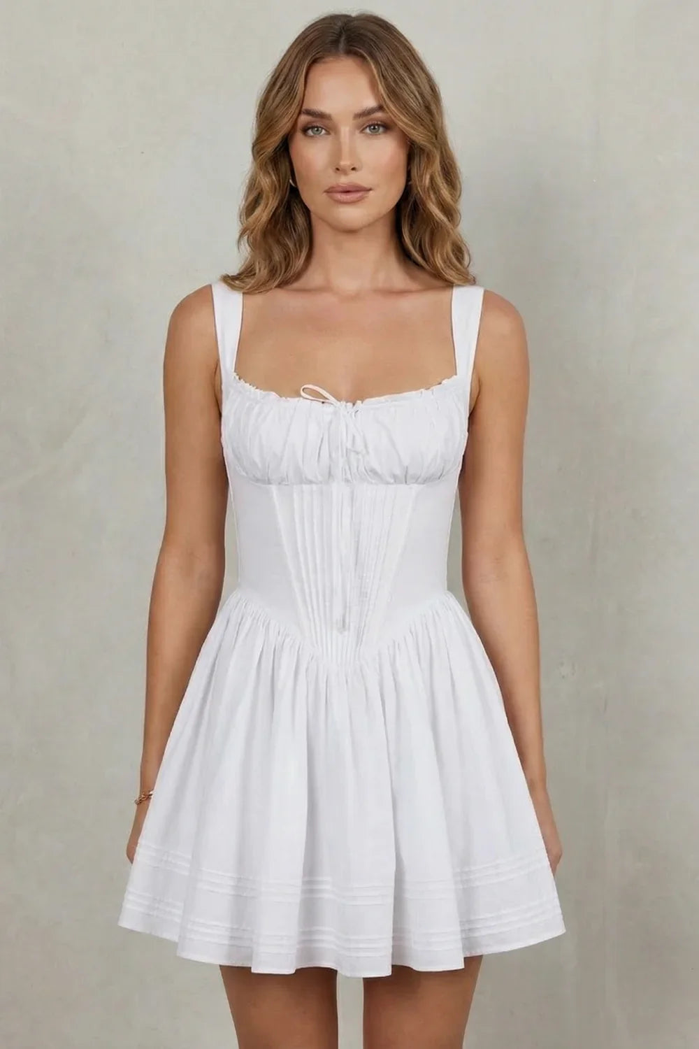 Women's Party Dress | Mini Floral Square Neck Spaghetti Strap