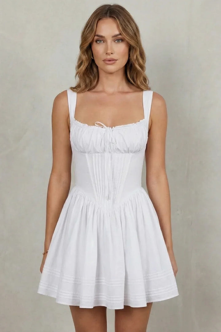 Women's Party Dress | Mini Floral Square Neck Spaghetti Strap