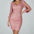 Women's Party Dress | Mini Sequin Fringe Sleeve