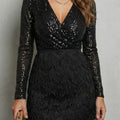 Women's Party Dress | Mini Sequin Long Sleeve Fringe