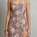 Women's Party Dress | Mini Sequin Square Neck