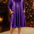 Women's Party Dress | Mini Sequin V-Neck Pocketed