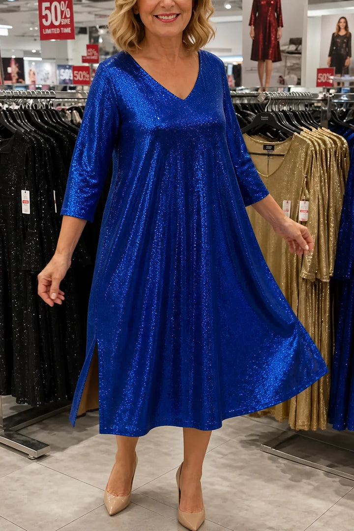 Women's Party Dress | Mini Sequin V-Neck Pocketed